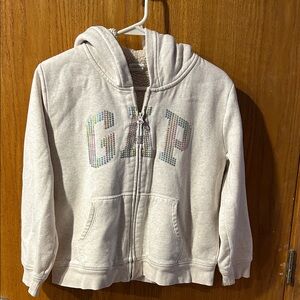GAP Kids light beige (Heather) hoodie with sequin logo.